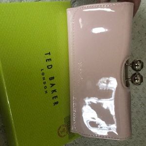 Ted Baker patent leather pale pink wallet/clutch